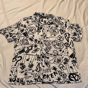 No Boundaries Black and White Graphic Men's Shirt